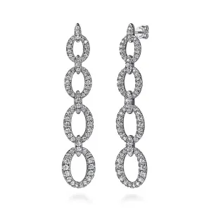 Gabriel 14K White Gold Graduating Diamond Link Stud Drop Earrings EG15220W45JJ