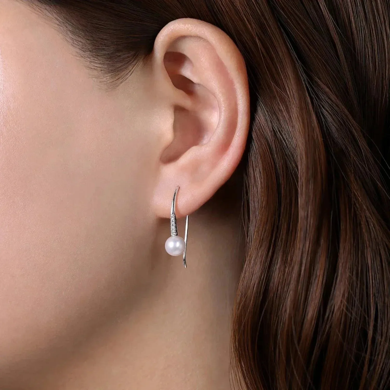 Gabriel & Co. Diamond and Cultured Pearl Drop Earrings