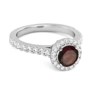 Garnet Birthstone 925 Sterling Silver Solitaire Accents Ring