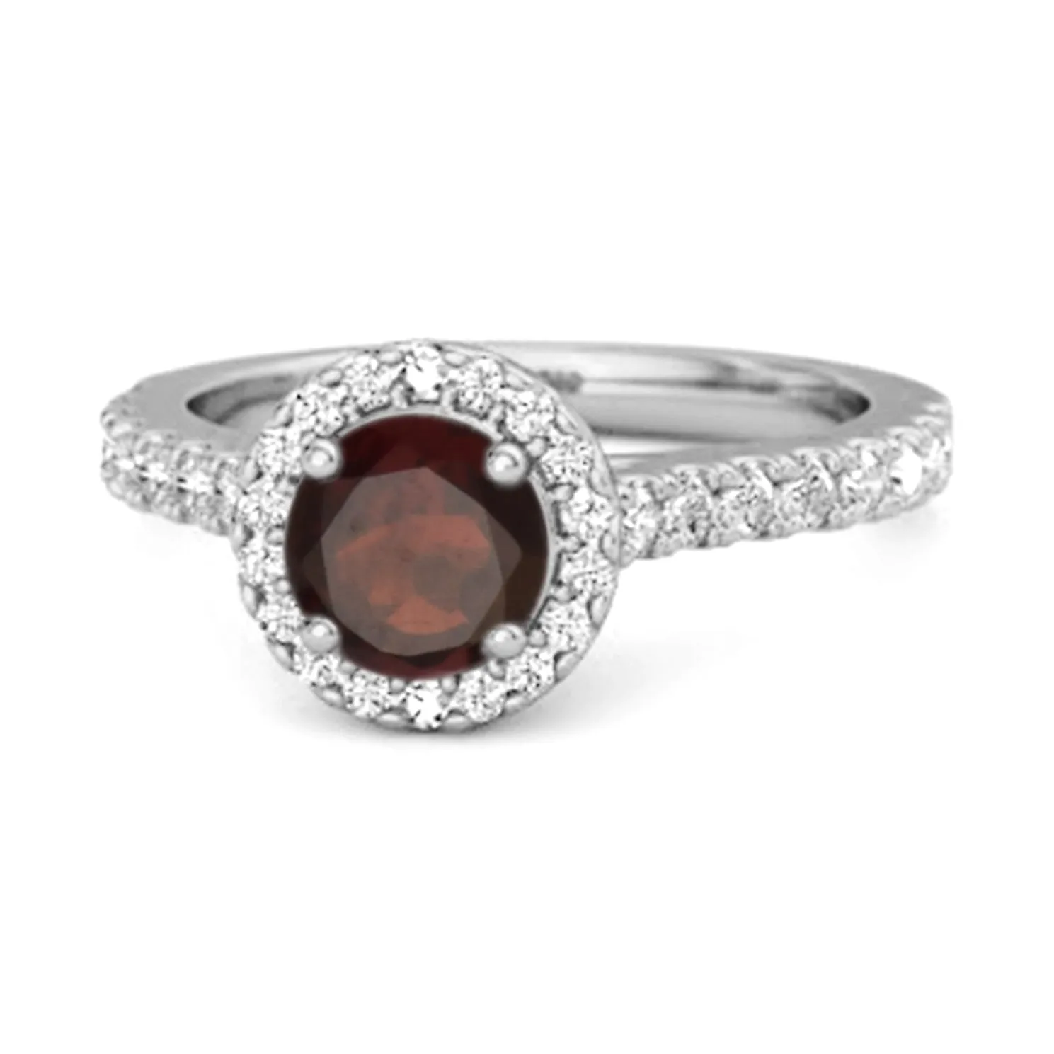 Garnet Birthstone 925 Sterling Silver Solitaire Accents Ring