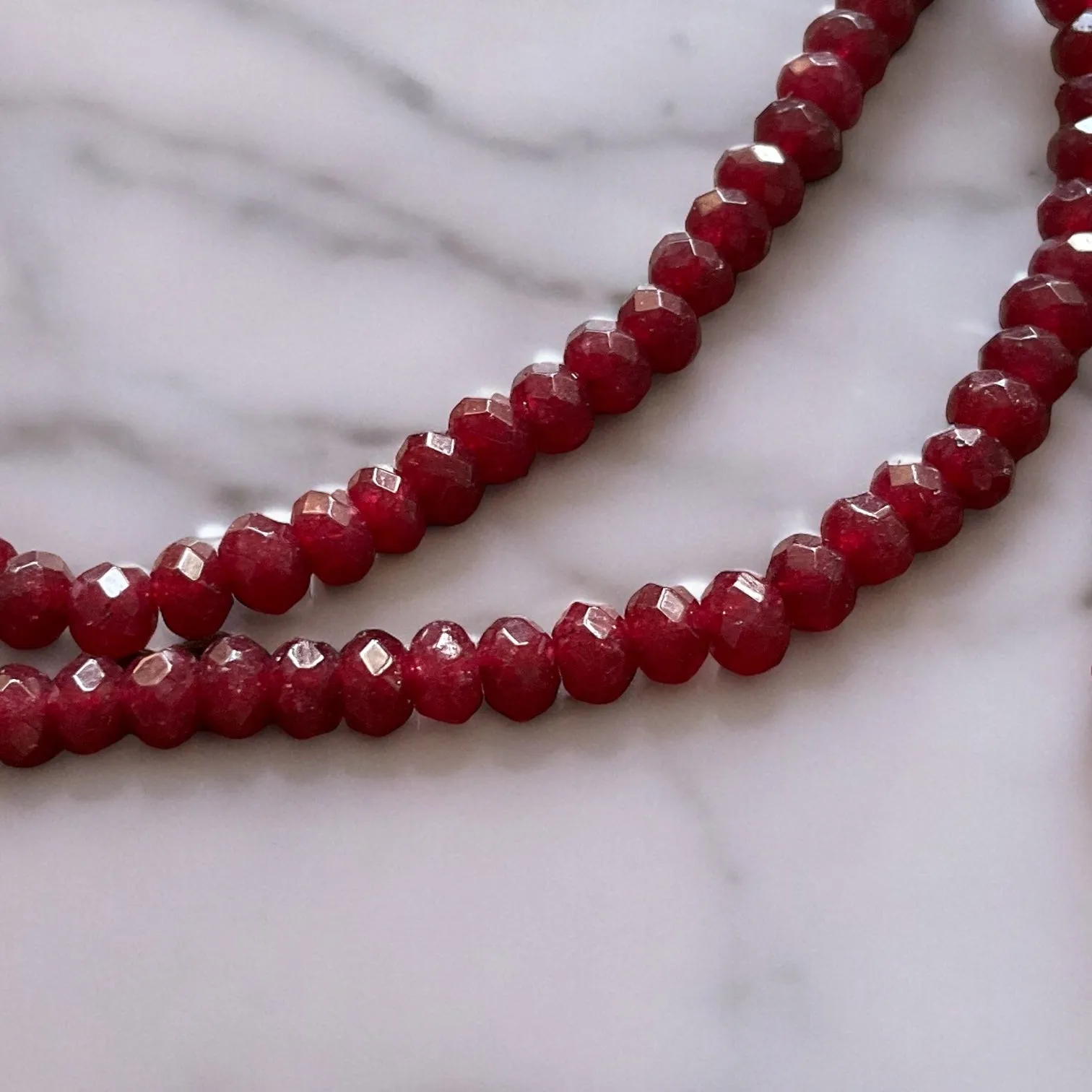 Garnet Set 4 mm Beaded Necklace Earrings Bracelet