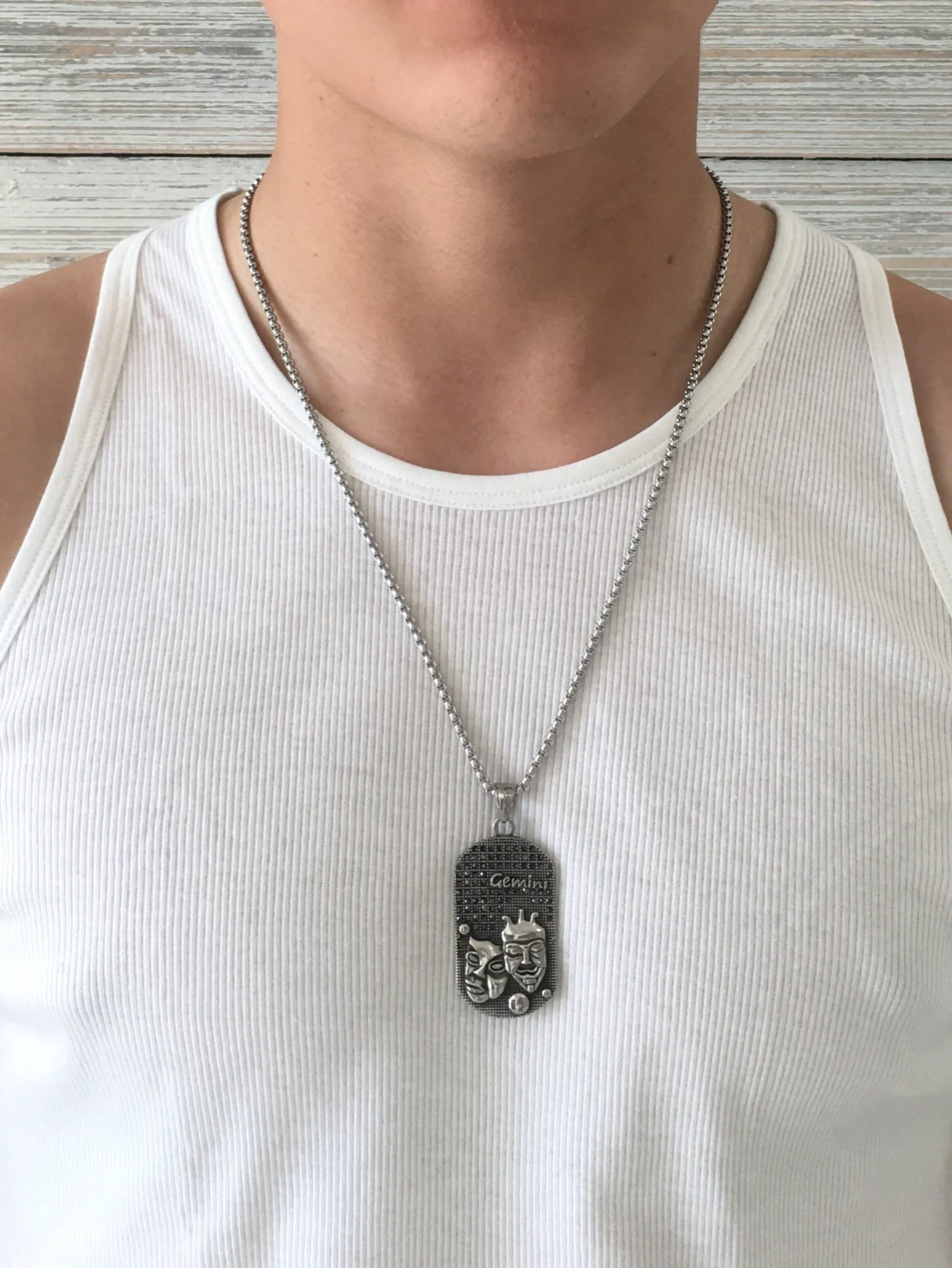 Gemini 3D Dog tag necklaces