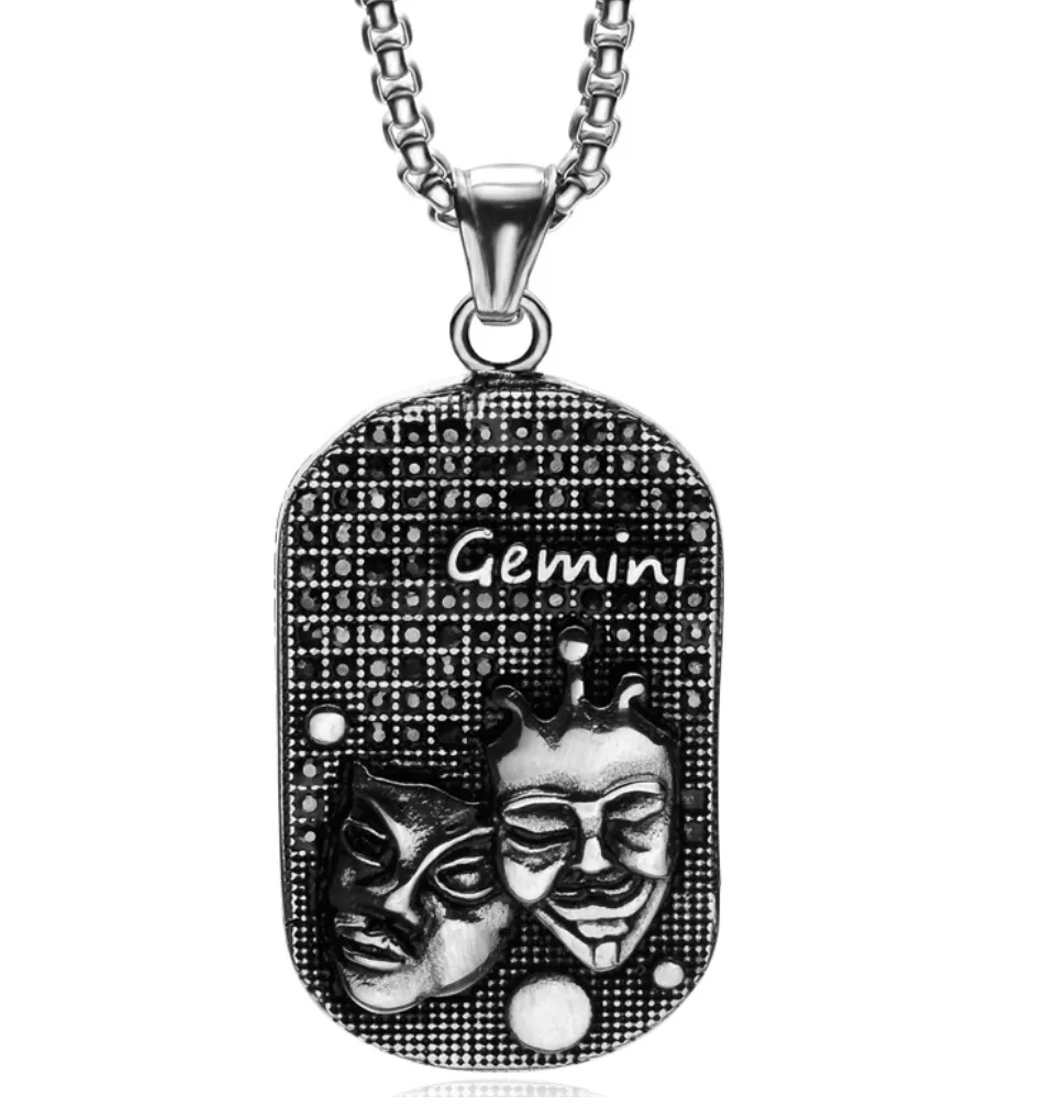 Gemini 3D Dog tag necklaces
