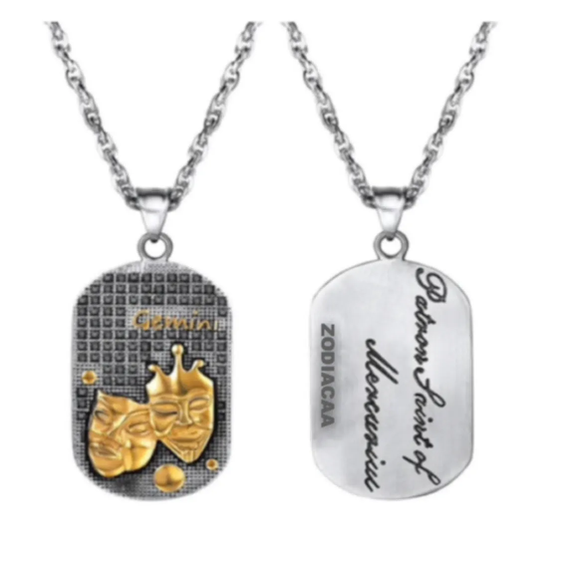 Gemini 3D Dog tag necklaces