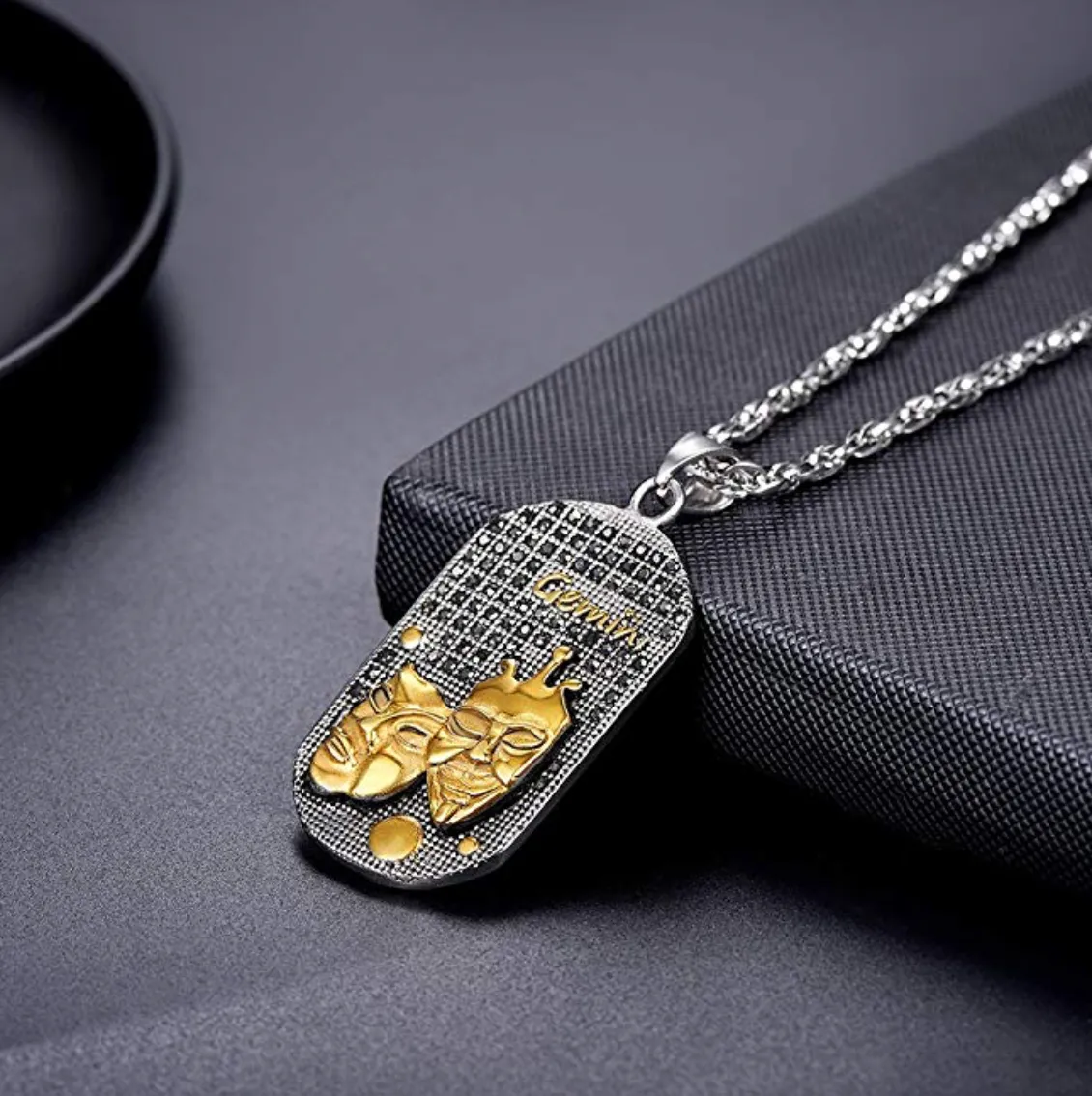 Gemini 3D Dog tag necklaces