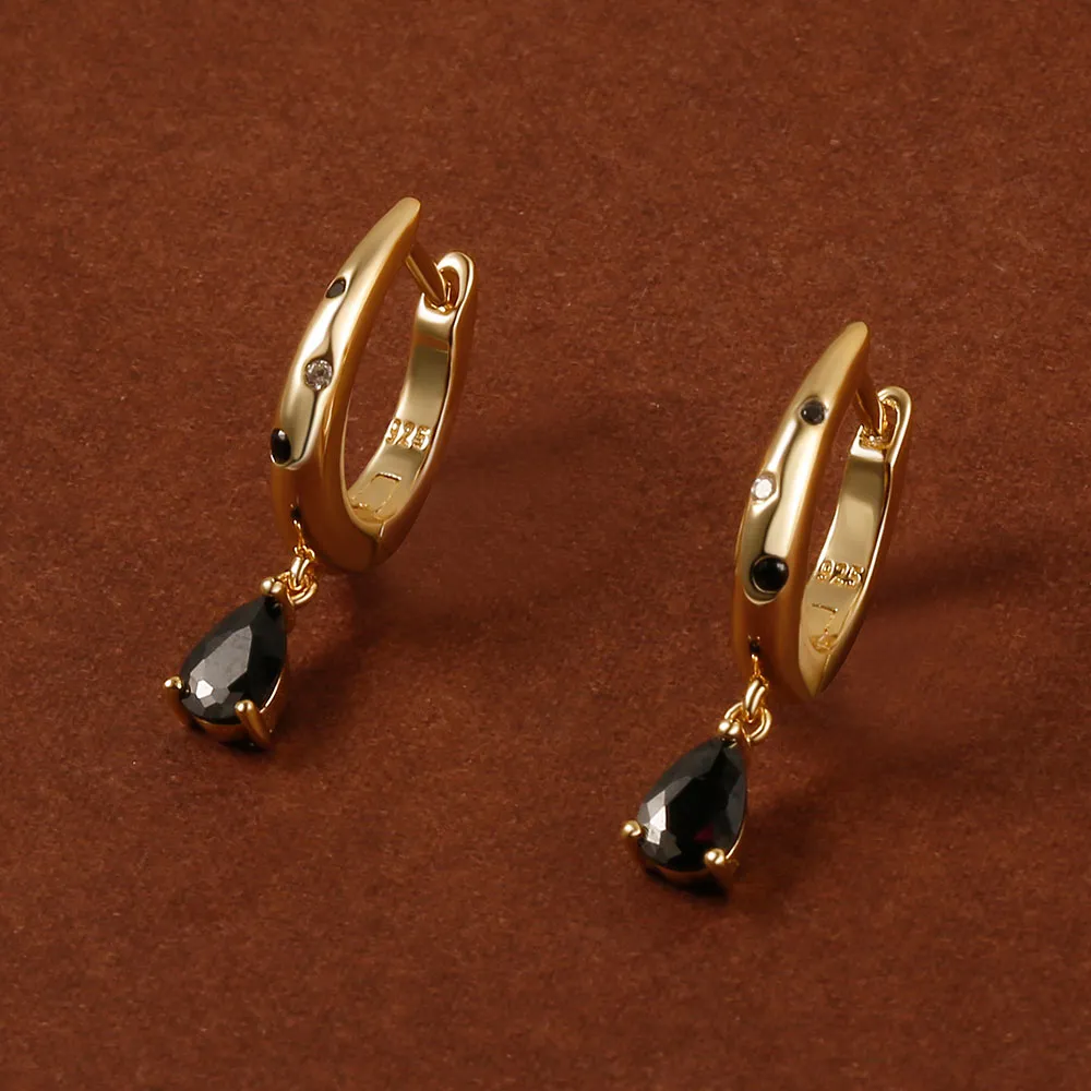 Gemstone Charm Huggie earrings Dark & Classy Jewelry Set
