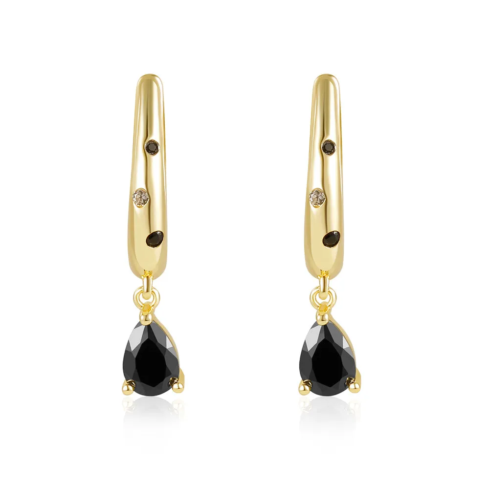 Gemstone Charm Huggie earrings Dark & Classy Jewelry Set