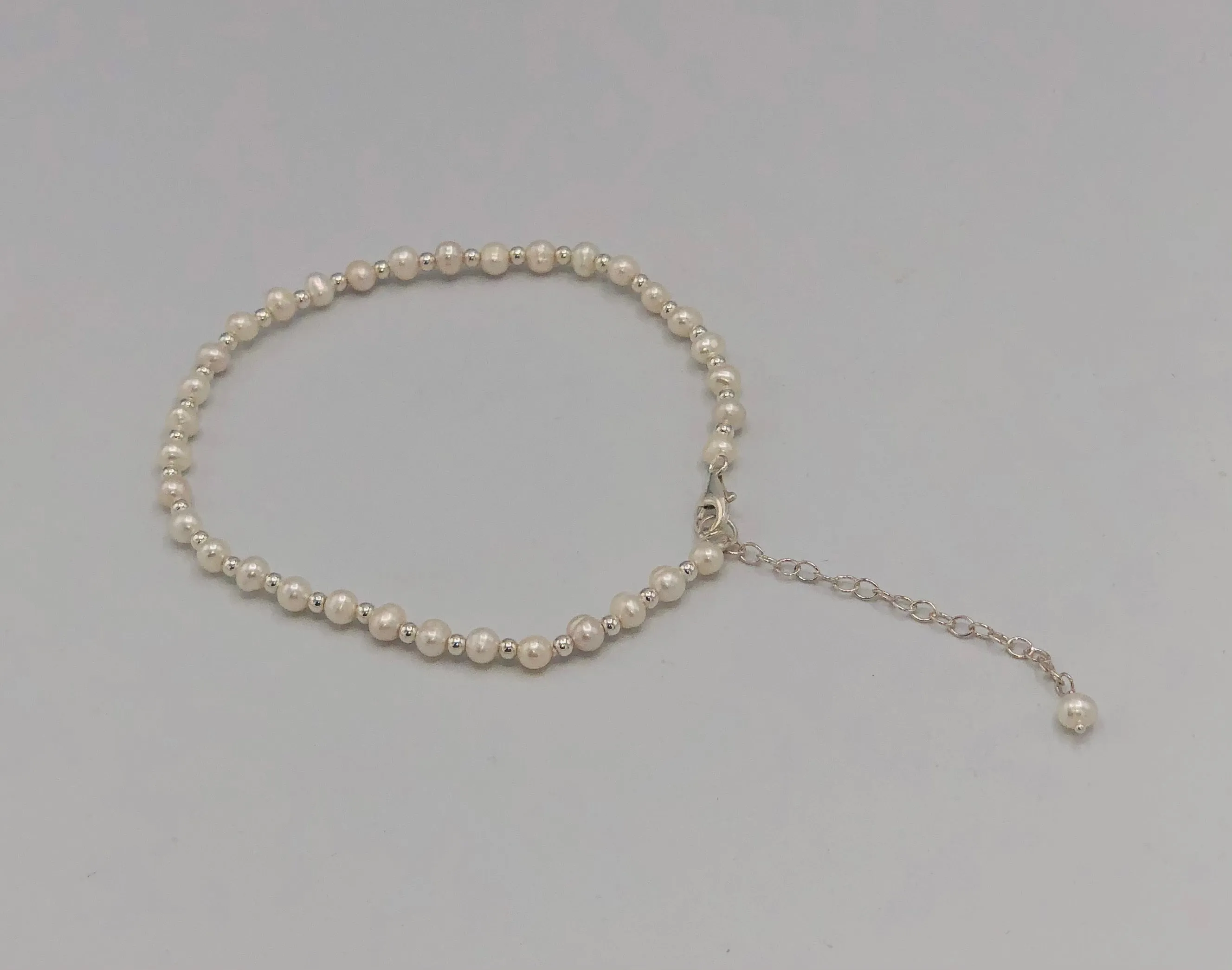 Genuine Freshwater Pearl and Sterling Silver Anklets