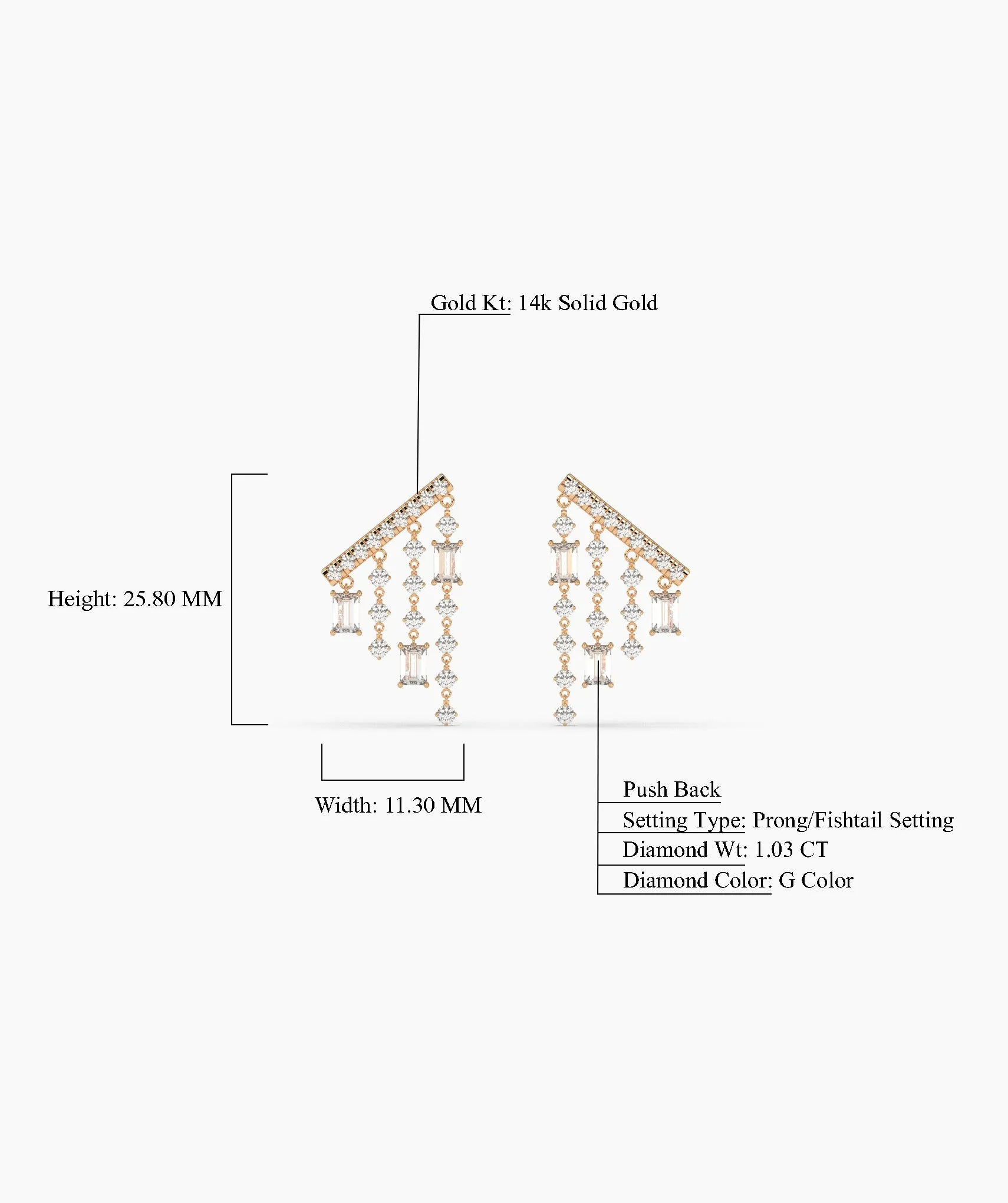 Geometric Diamond Dangle Earrings