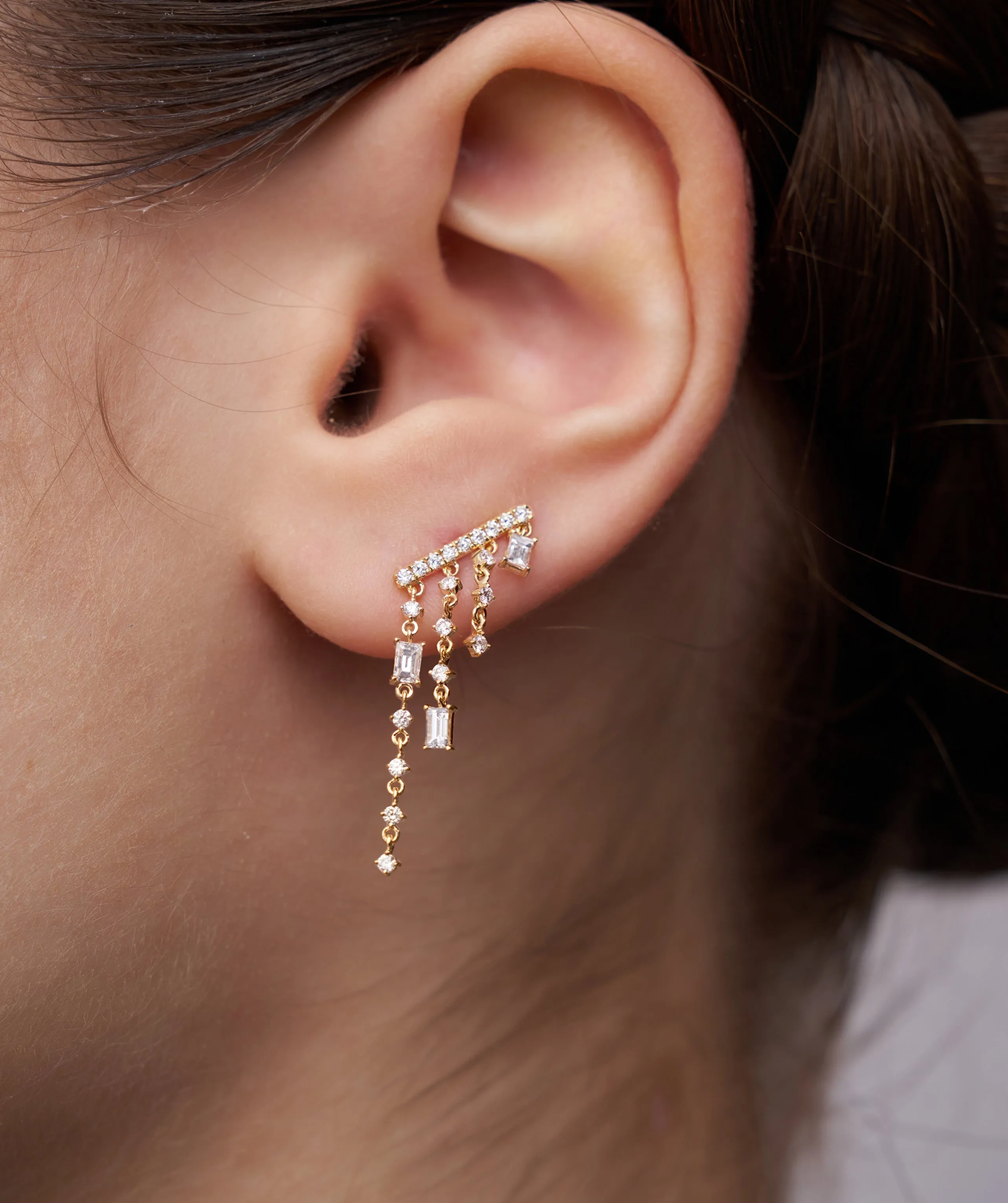 Geometric Diamond Dangle Earrings