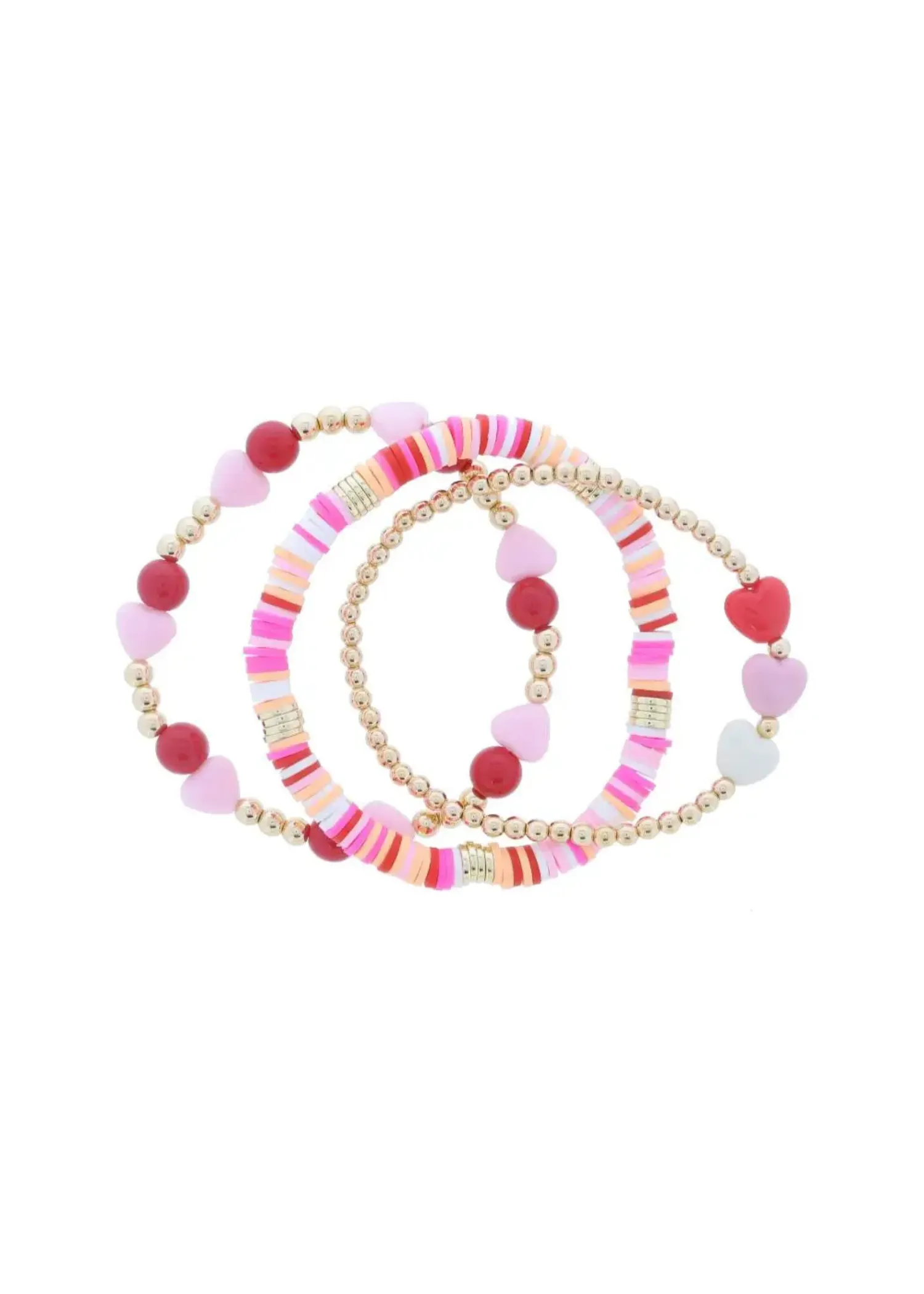 GIRLS HEARTS BEADED BRACELET SET