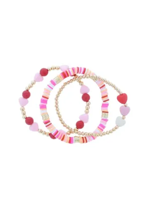 GIRLS HEARTS BEADED BRACELET SET
