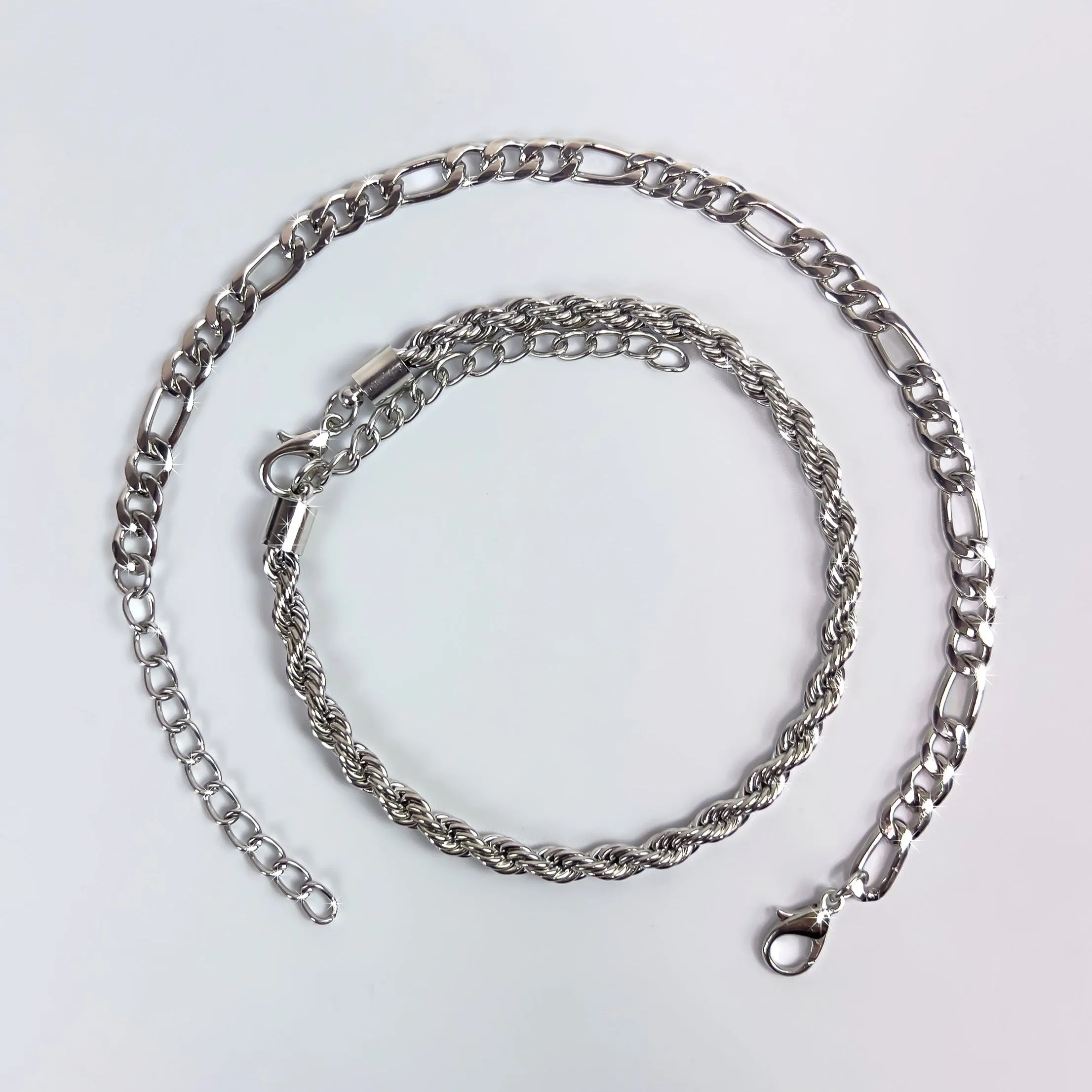 Gleaming Galore - 2pcs Zinc Alloy Anklet Set, Silver/Gold Options, Trendy & Adjustable for Layered Looks
