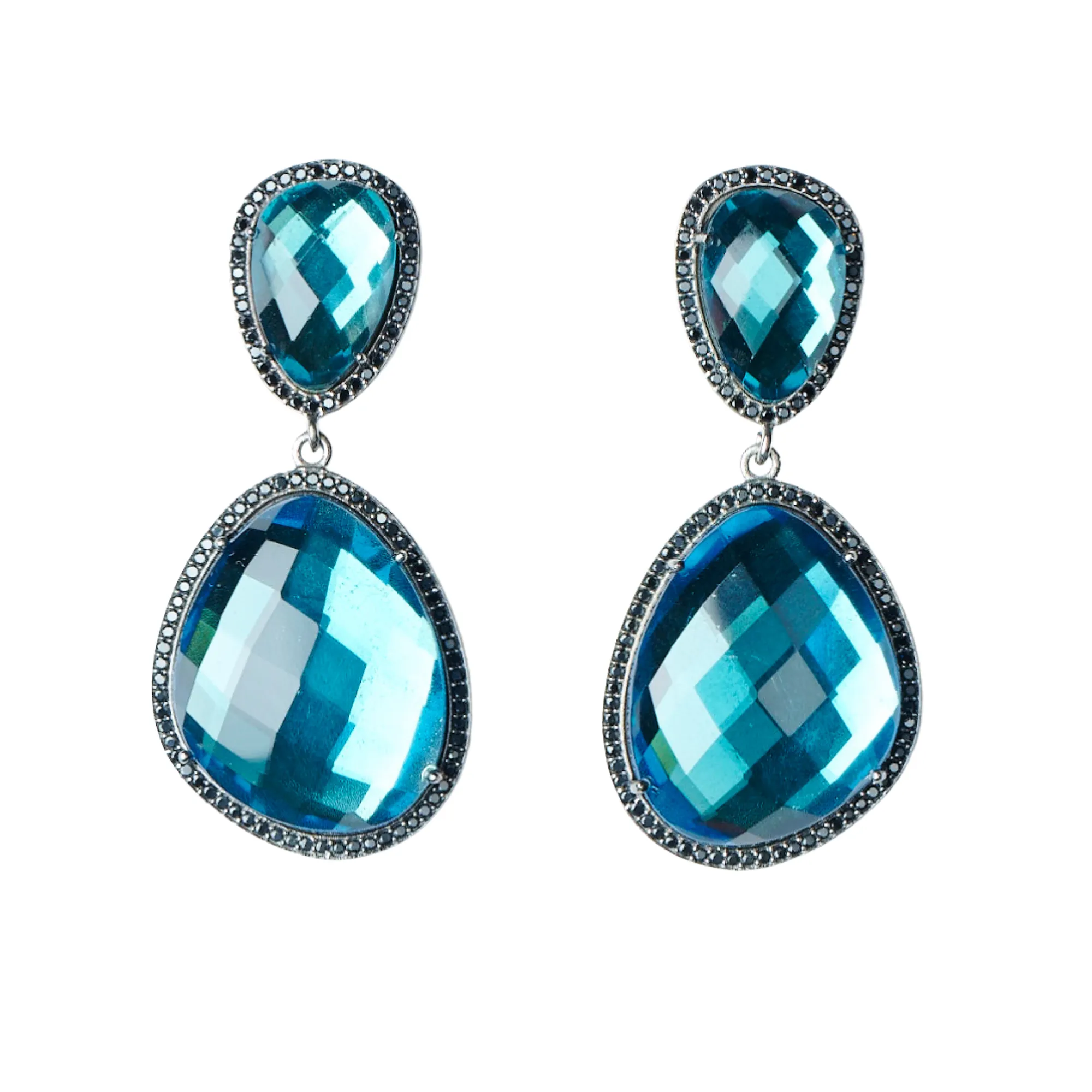 Glimmer and Glow Freeform Drop Earrings - Green Pyrite accented with Black Rhodium