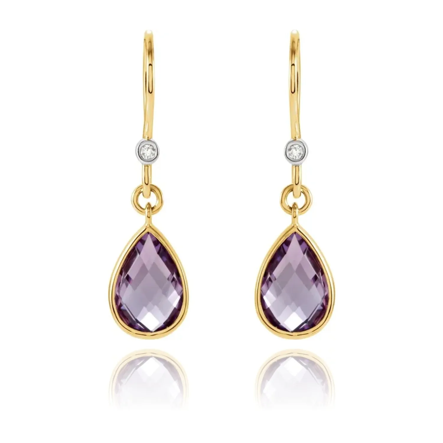 Gold Amethyst Diamond Accent Drop Earrings