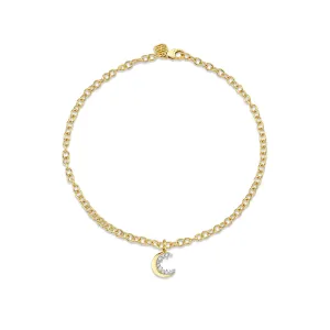 Gold & Diamond Cocktail Crescent Moon Anklet
