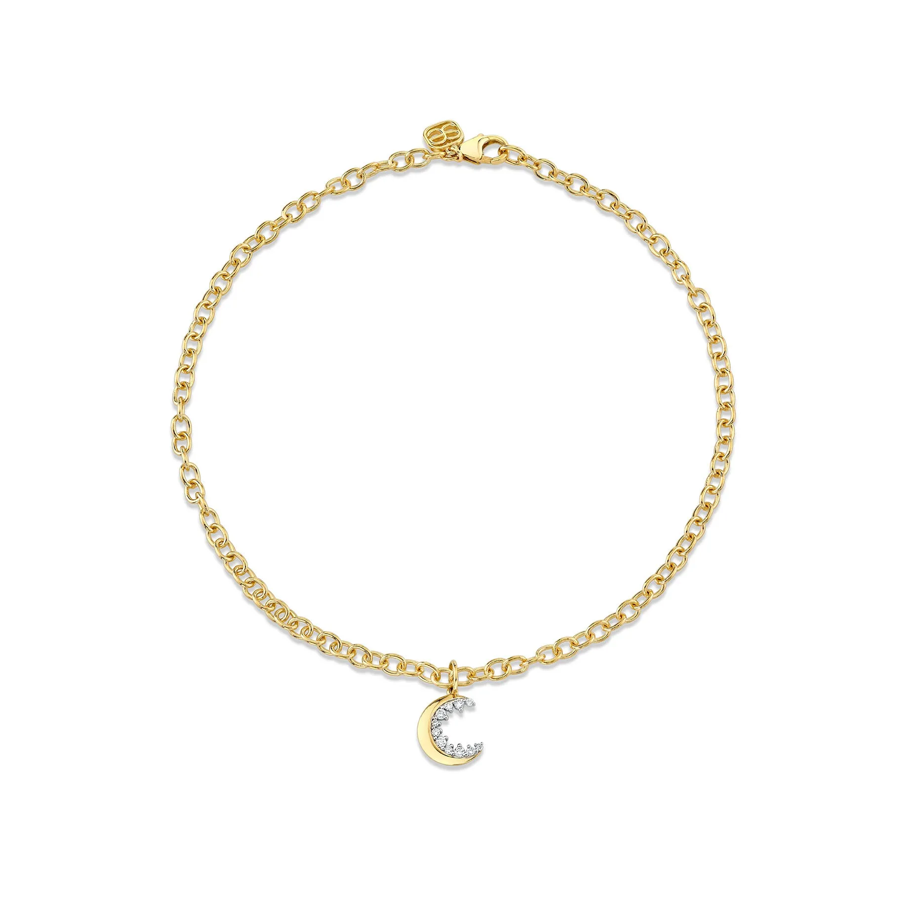 Gold & Diamond Cocktail Crescent Moon Anklet