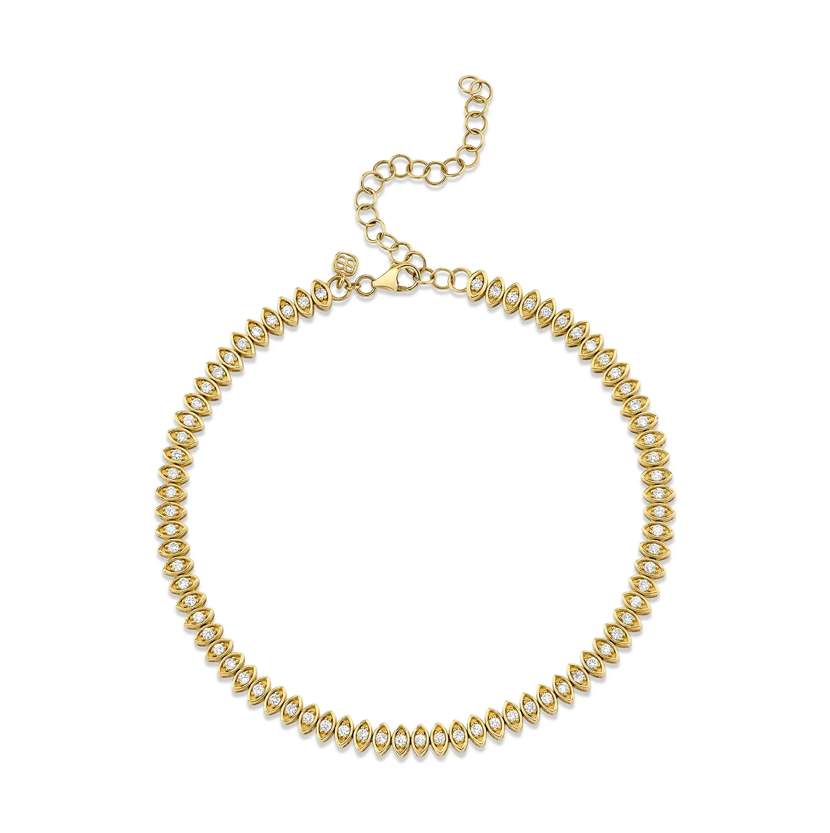 Gold & Diamond Marquise Eye Tennis Anklet