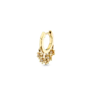 Gold & Diamond Tiny Daisy Drop Huggie Hoops