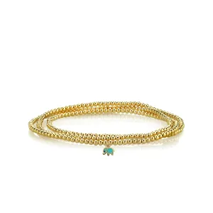 Gold & Enamel Tiny Elephant on Gold Beads