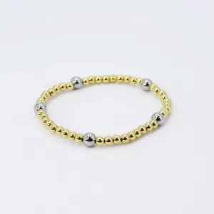 Gold Beaded Silver Accent Ball Bracelet by Treasure Jewels