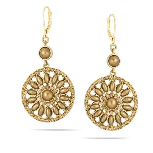 GOLD CRYSTAL PEARL DROP  EARRINGS #253GD3401 (1E1 /7B2/9B6)