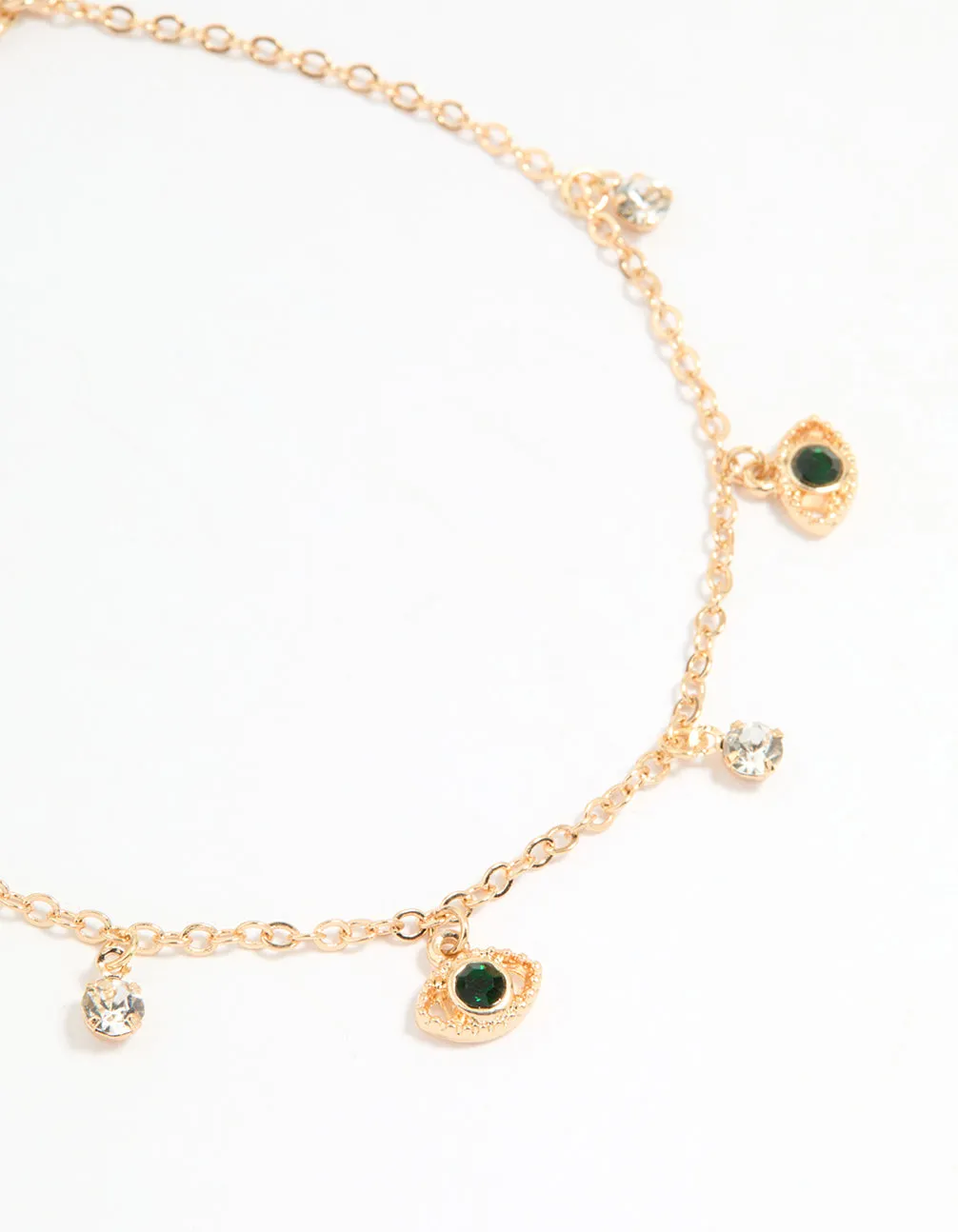 Gold Evil Eye & Coin Chain Anklets 3-Pack