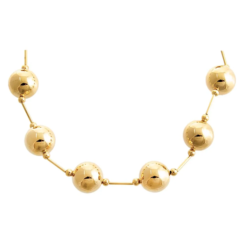 Gold Filled Solid Large Ball X Bar Necklace