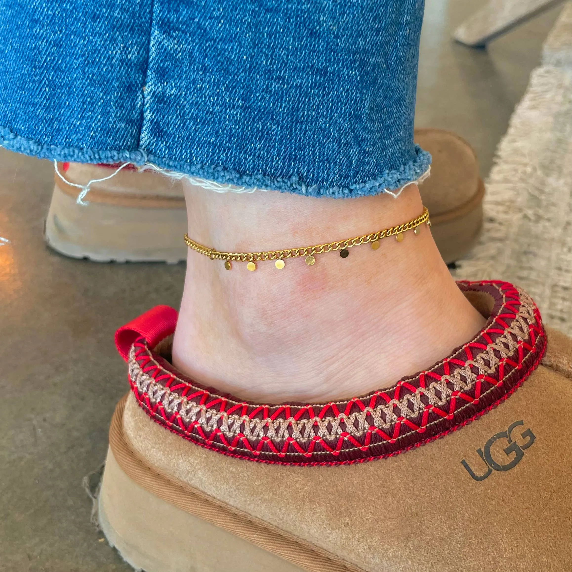 Gold Mini Disk Anklet