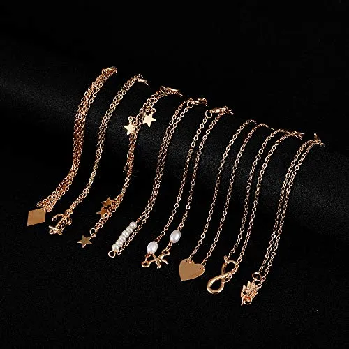 Gold Silver Ankle Bracelet Set