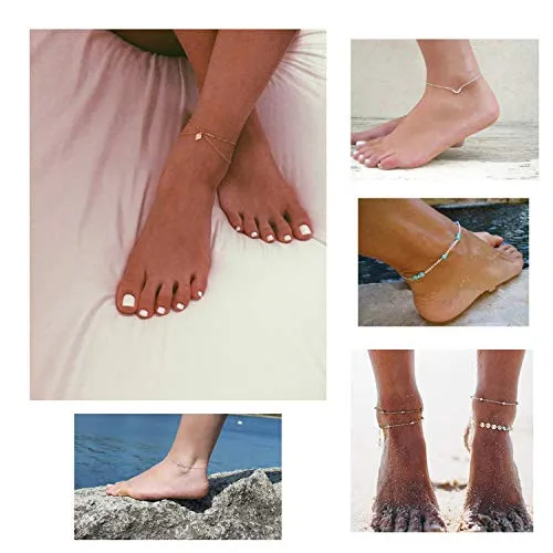 Gold Silver Ankle Bracelet Set