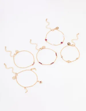 Gold Star Moon Bracelet & Anklet 5-Pack