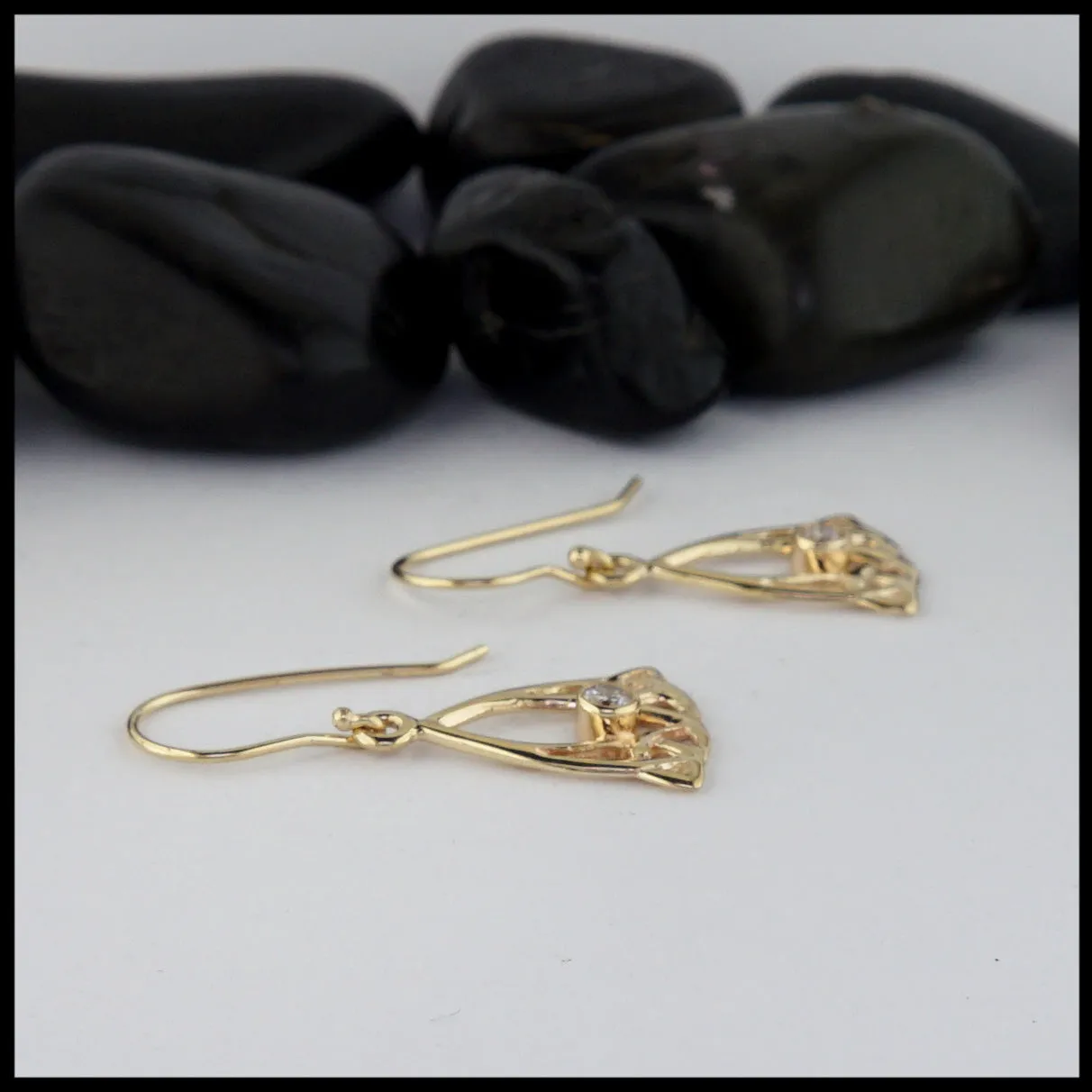 Gold Trinity Knot Pendant and Earring Set with Diamond