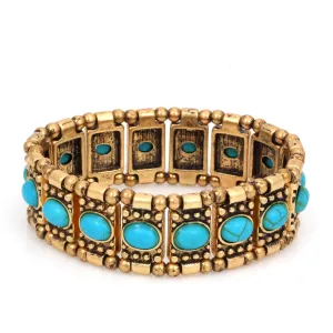GOLD TURQUOISE STRETCH  BRACELET #HNB88982GDOXTQ (GE13/AB12)
