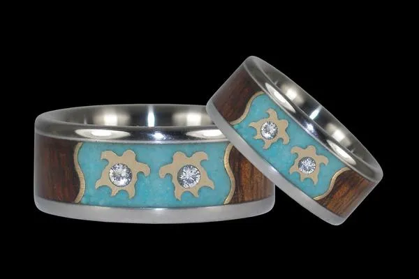 Gold Turtle Diamond Titanium Ring