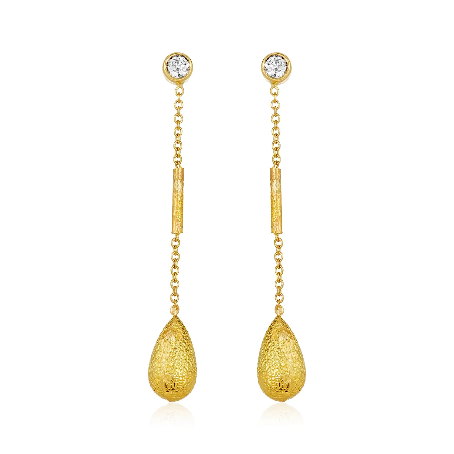 Golden Egg Link Diamond Earrings in 18k