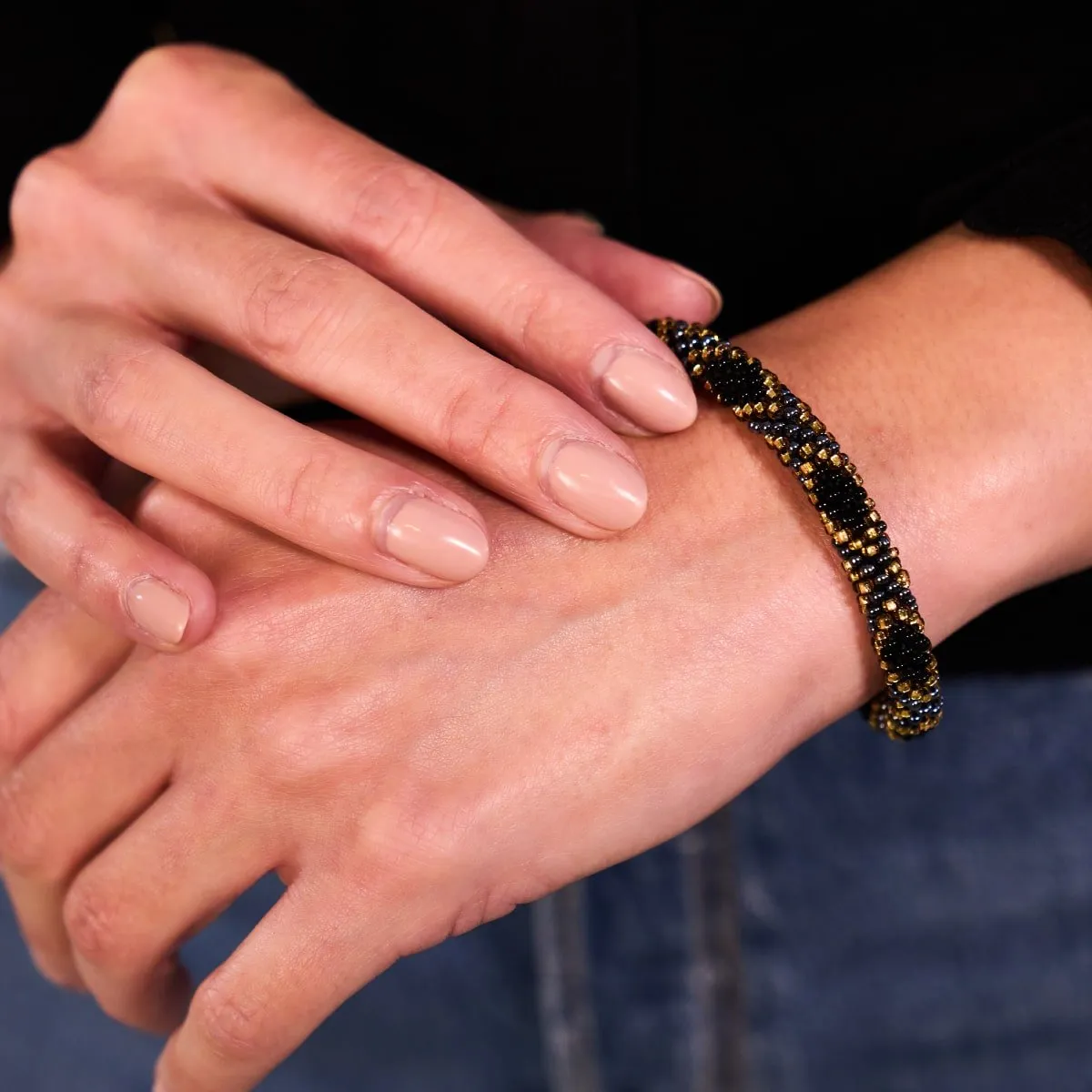 Golden Firework | Himalayan Glass Bead Bracelet