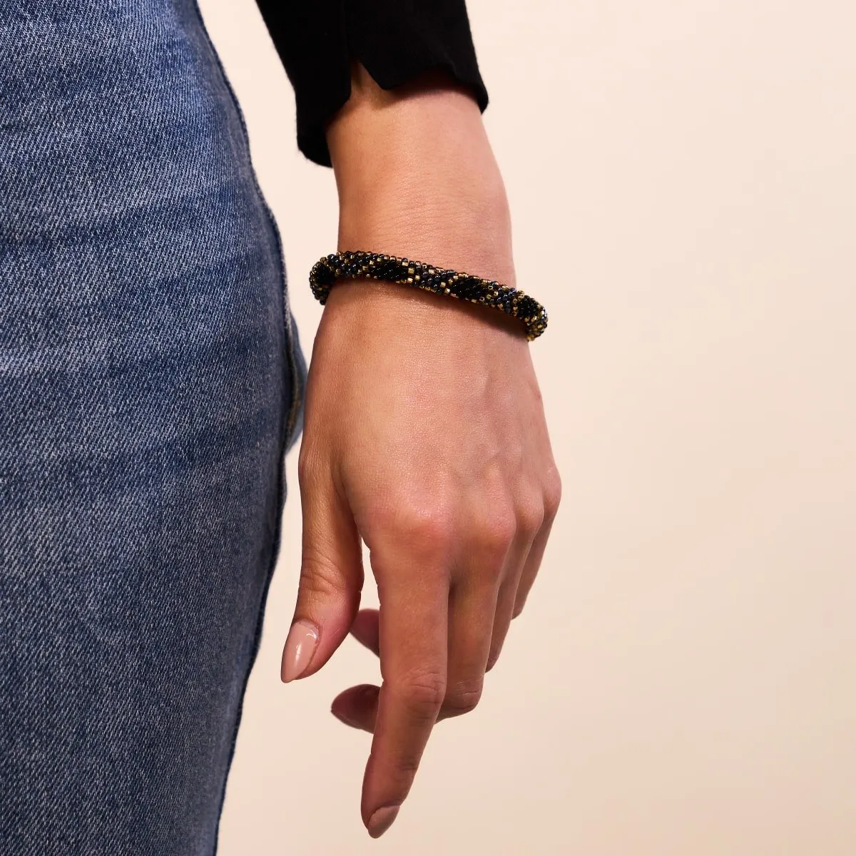 Golden Firework | Himalayan Glass Bead Bracelet