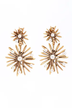 Golden Sunburst Drop Earrings