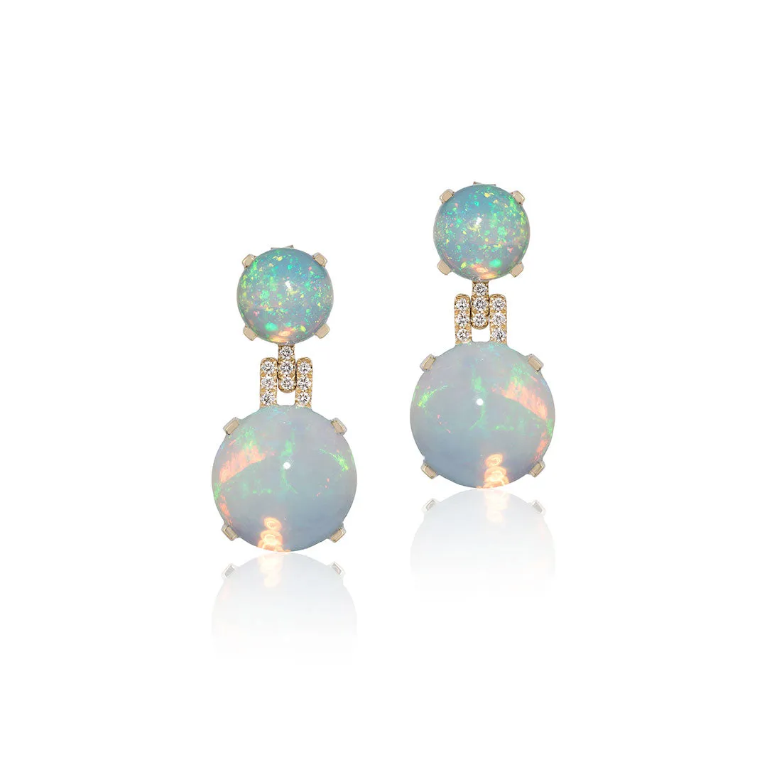 Goshwara Cabochon Opal & Diamond 18K Gold Drop Earrings
