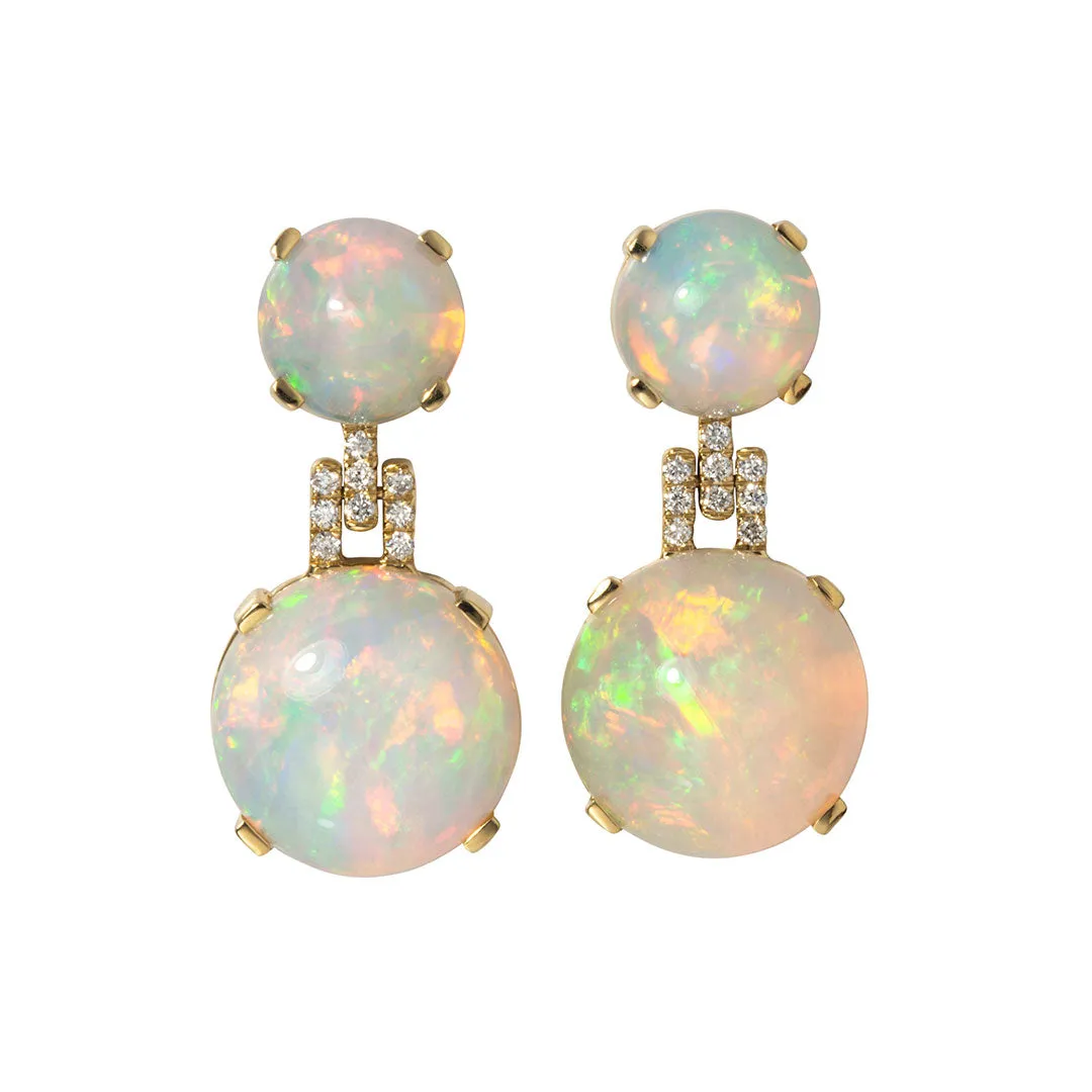 Goshwara Cabochon Opal & Diamond 18K Gold Drop Earrings