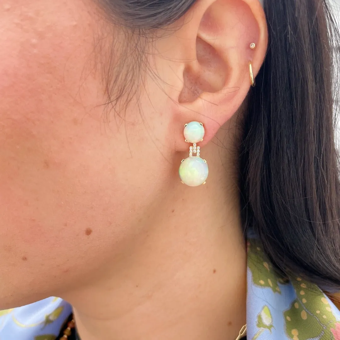 Goshwara Cabochon Opal & Diamond 18K Gold Drop Earrings