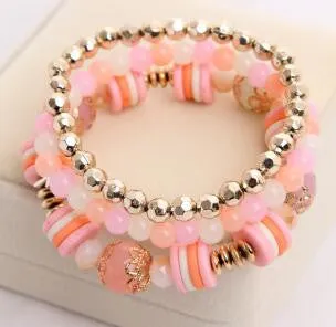 GR Jewelry Simulated-Pearl Bracelets Mix Beads Flower Pendants Stretch Women Bracelets & Bangles Jewelry