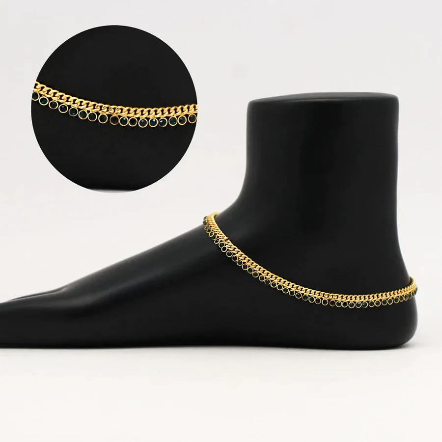 Green Color Rhinestone Anklets  (1Pair)