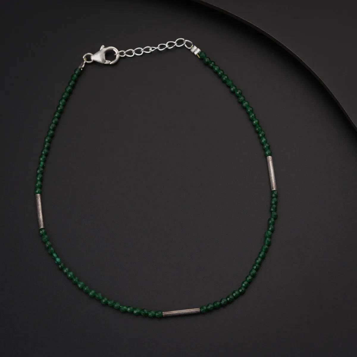Green Onyx Silver Anklet