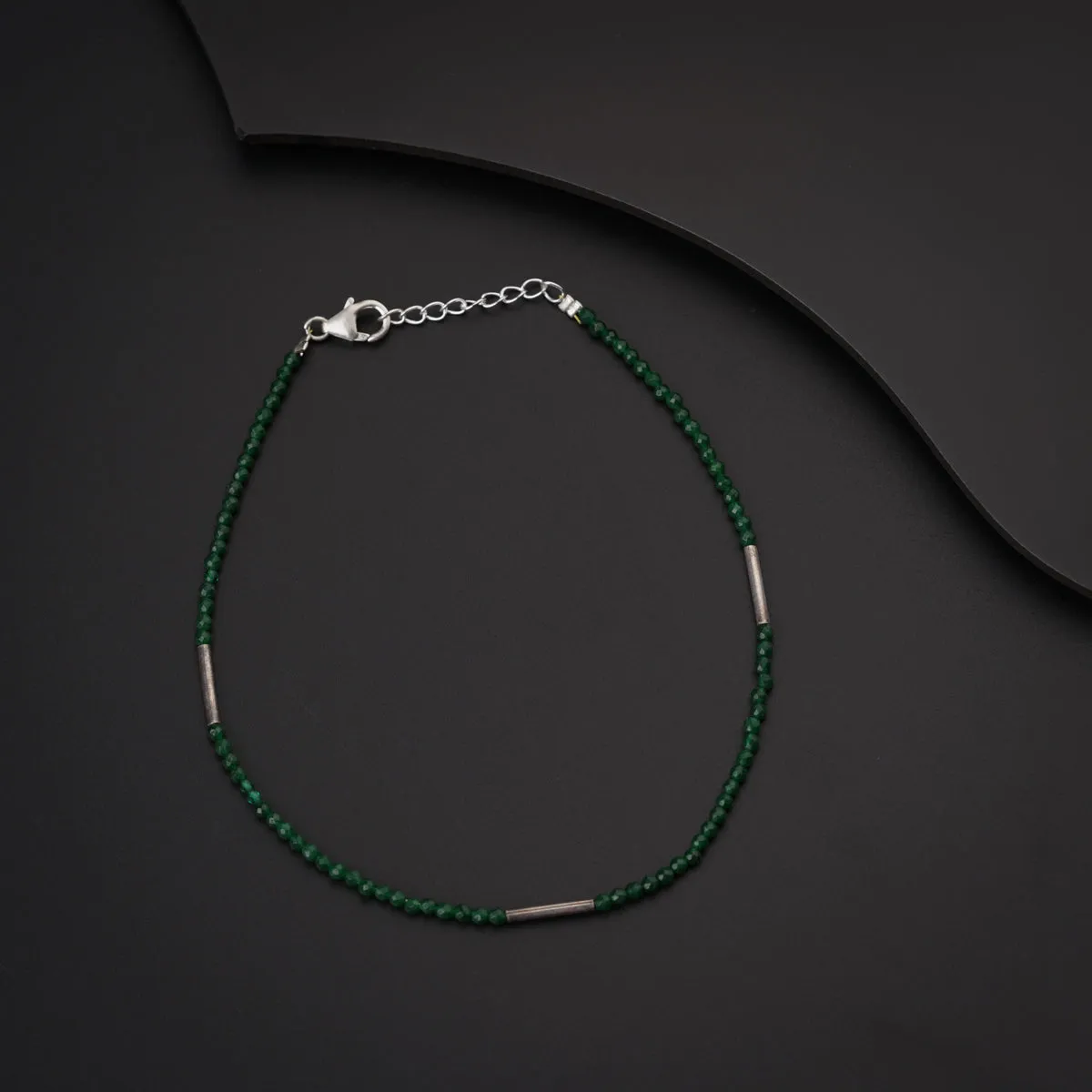 Green Onyx Silver Anklet