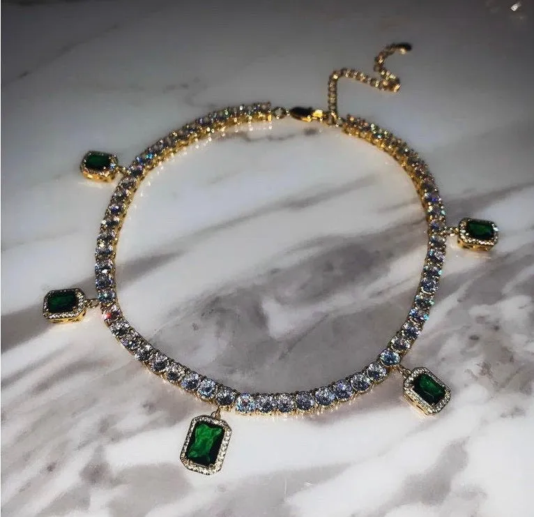Green square tennis choker (FREE! BUY ONE GET ONE FREE ,ADD 2 TO CART)