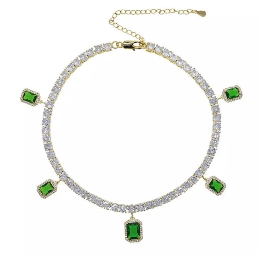 Green square tennis choker (FREE! BUY ONE GET ONE FREE ,ADD 2 TO CART)