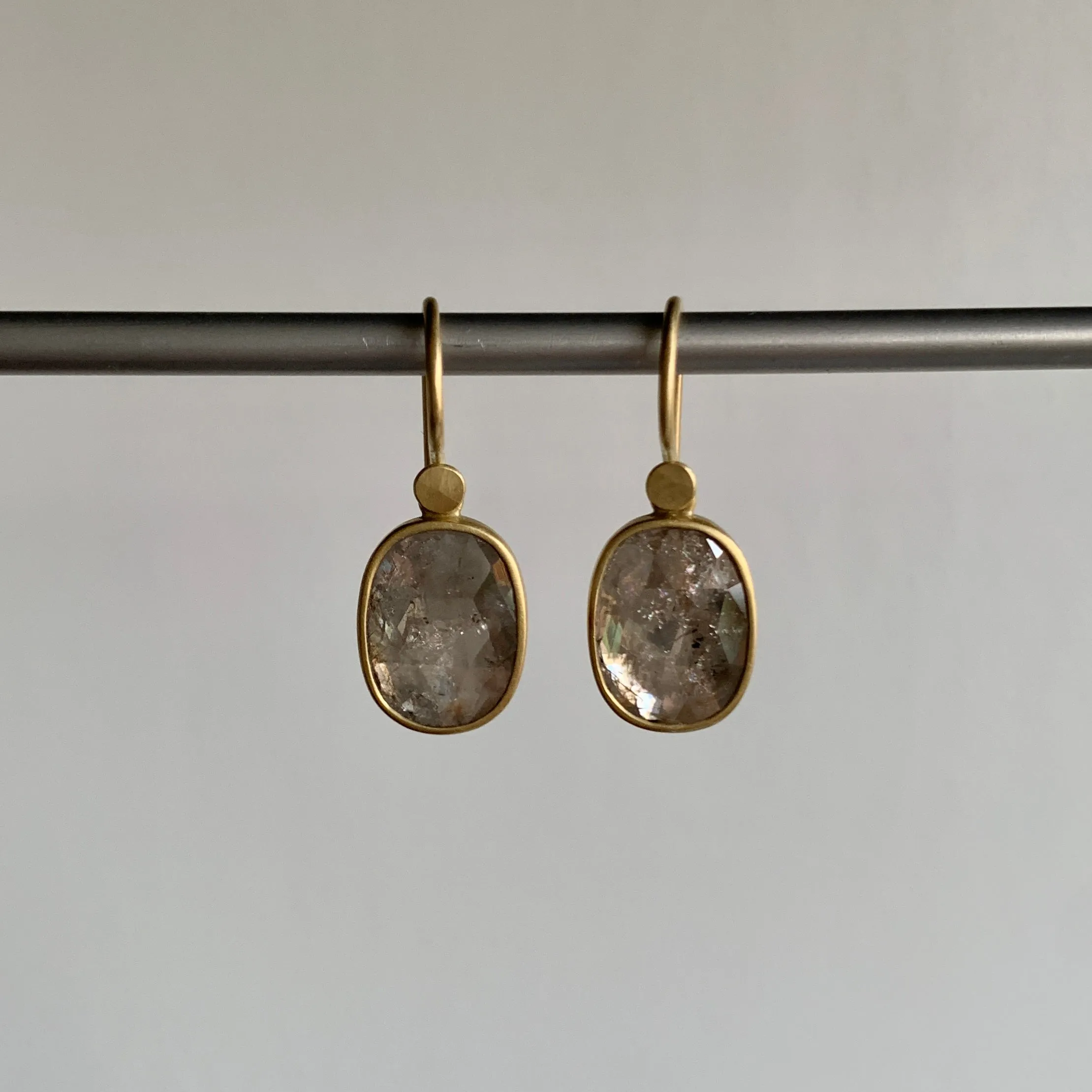 Grey Cushion Diamond Drop Earrings