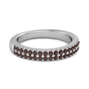 Half Eternity Band Garnet Dual Line Ring 925 Sterling Silver